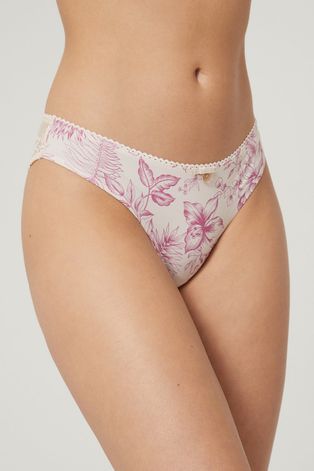 Emporio Armani Underwear figi kolor beżowy z koronki