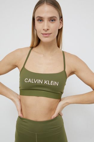Сутиен Calvin Klein Performance в зелено с изчистен дизайн