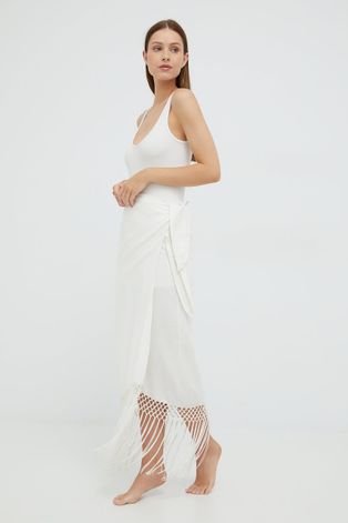 Plážová sukňa Sisley biela farba