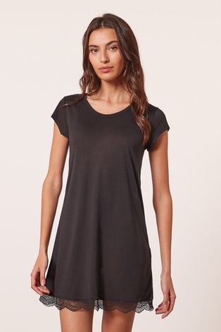 Нічна сорочка Etam жіноча колір чорний мереживо