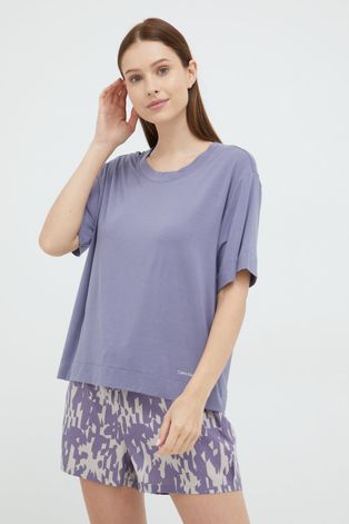Піжамна футболка Calvin Klein Underwear колір фіолетовий