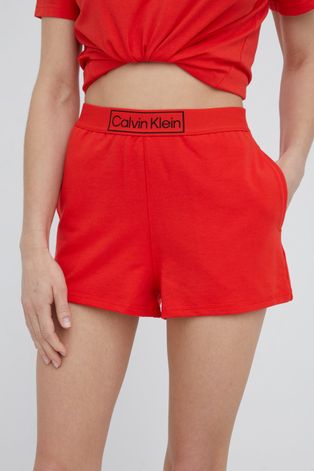 Pyžamové šortky Calvin Klein Underwear dámske, červená farba,