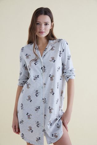 Pyžamová košile Women'secret dámská, šedá barva