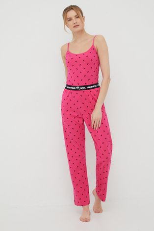 Pyžamo Karl Lagerfeld dámska, ružová farba,