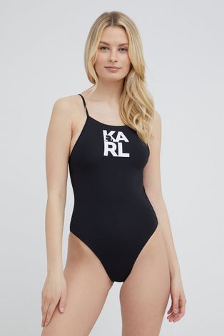 Jednodielne plavky Karl Lagerfeld čierna farba, mäkké košíky