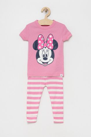 Dječja pamučna pidžama GAP boja: ružičasta, s tiskom