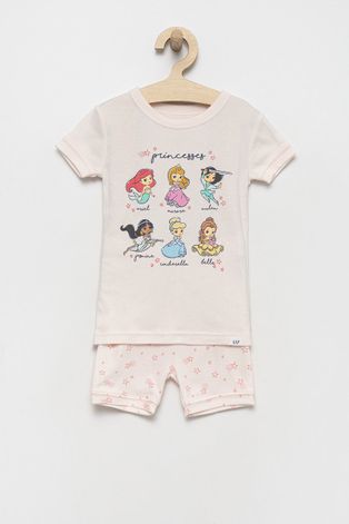 Dječja pamučna pidžama GAP boja: ružičasta, s aplikacijom