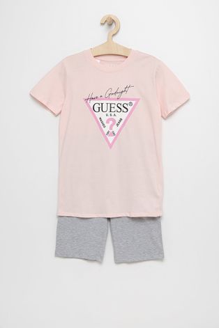 Дитяча піжама Guess колір рожевий з принтом