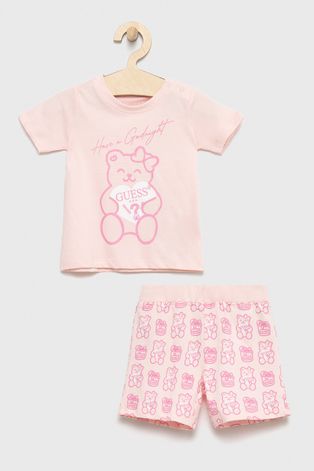 Детская пижама Guess цвет розовый с принтом