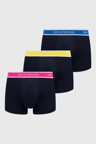 Boxerky Emporio Armani Underwear (3-pack) pánske, tmavomodrá farba