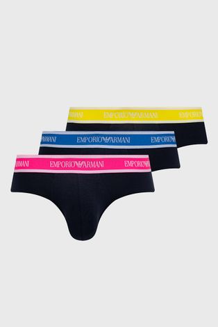 Slipy Emporio Armani Underwear (3-pack) pánske, tmavomodrá farba