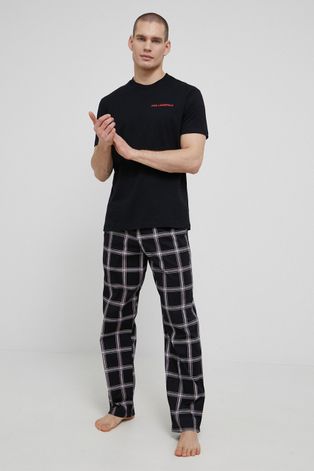 Pidžama Karl Lagerfeld muška, boja: crna