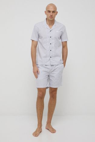 Pamučna pidžama BOSS boja: bijela, s uzorkom