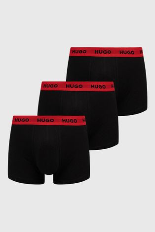 Боксеры HUGO (3-pack) мужские цвет чёрный