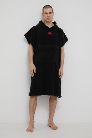Βαμβακερή πετσέτα Hugo χρώμα: μαύρο