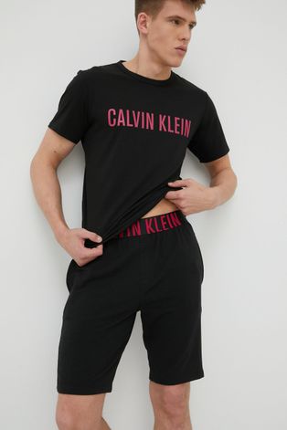 Pyžamové šortky Calvin Klein Underwear pánske, čierna farba, jednofarebná