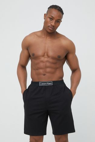 Kratki doljnji dio pidžame Calvin Klein Underwear za muškarce, boja: crna, glatka