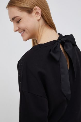 Armani Exchange Bluză femei, culoarea negru, cu imprimeu