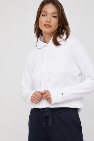 Βαμβακερή μπλούζα Tommy Hilfiger γυναικεία, χρώμα: άσπρο,