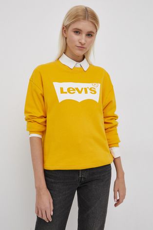 Levi's Bluza bawełniana damska kolor żółty gładka