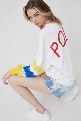 Хлопковая кофта Polo Ralph Lauren женская цвет белый с принтом