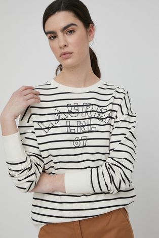 Lauren Ralph Lauren bluza femei, culoarea bej, cu imprimeu