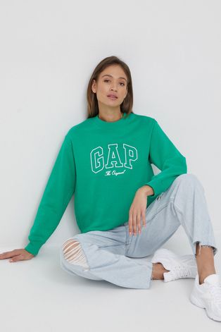 GAP bluza damska kolor zielony z nadrukiem