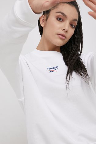 Βαμβακερή μπλούζα Reebok Classic γυναικεία, χρώμα: άσπρο