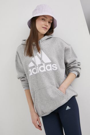 Adidas Bluză femei, culoarea gri, cu imprimeu