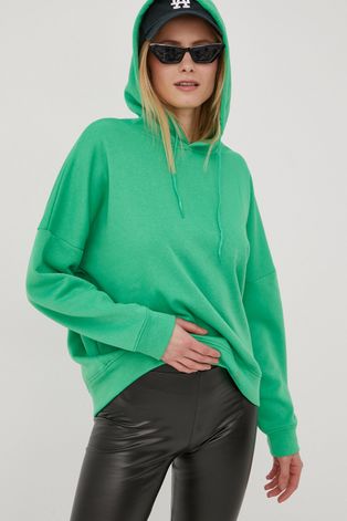 Dukserica Noisy May za žene, boja: zelena, s kapuljačom, glatka