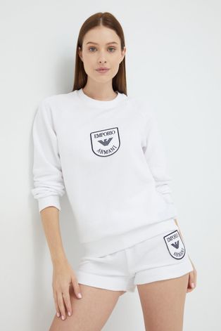 Кофта Emporio Armani Underwear женская цвет белый с аппликацией