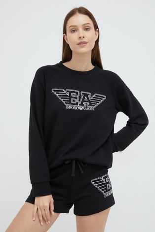 Emporio Armani Underwear bluza damska kolor czarny z aplikacją
