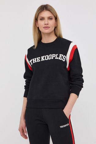 The Kooples bluza bawełniana damska kolor czarny z aplikacją
