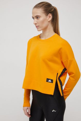 adidas Performance bluza damska kolor pomarańczowy gładka