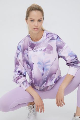 4F bluza damska kolor fioletowy wzorzysta