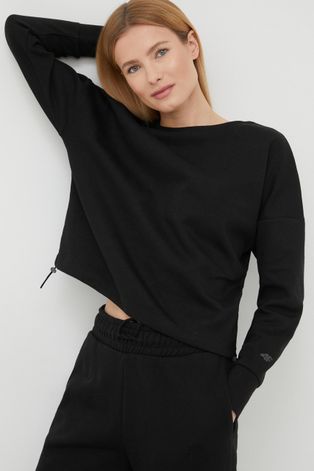 4F bluza damska kolor czarny gładka