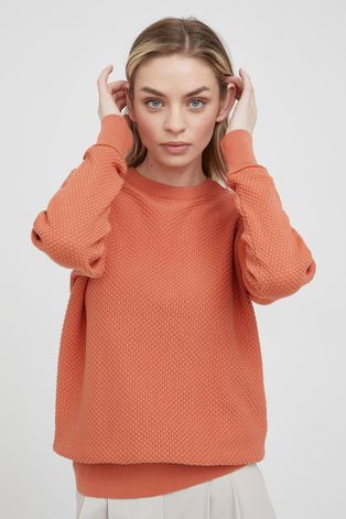 Памучен пуловер Mustang дамска в оранжево