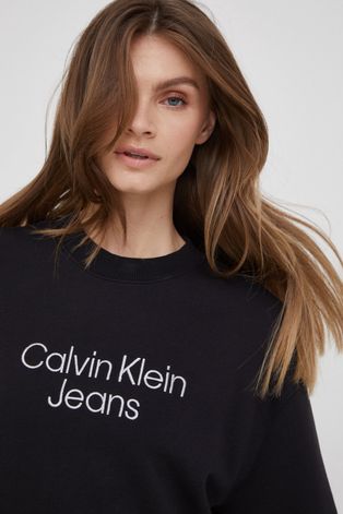 Dukserica Calvin Klein Jeans za žene, boja: crna, s aplikacijom