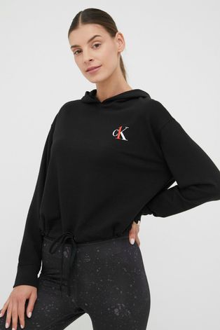 Dukserica Calvin Klein Underwear za žene, boja: crna, s kapuljačom, s tiskom