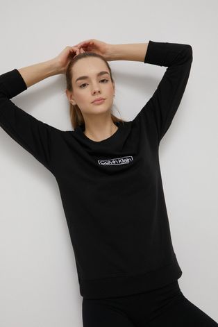 Mikina Calvin Klein Underwear dámska, čierna farba, s nášivkou
