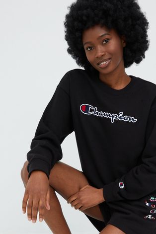 Champion bluza damska kolor czarny z aplikacją