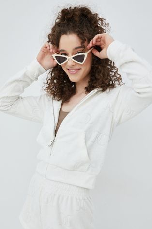 Dukserica Juicy Couture za žene, boja: bijela, s kapuljačom, glatka