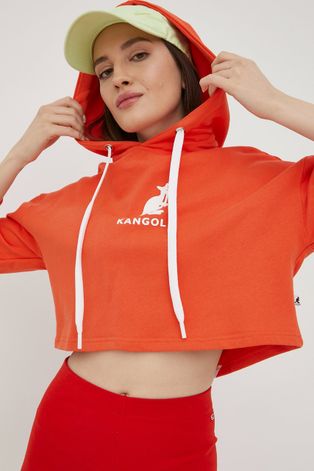 Хлопковая кофта Kangol женская цвет оранжевый с принтом