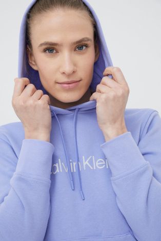 Tepláková mikina Calvin Klein Performance Ck Essentials fialová barva, s potiskem