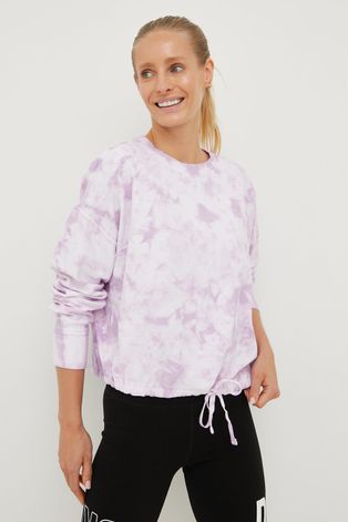 Dkny bluza bawełniana damska kolor fioletowy wzorzysta