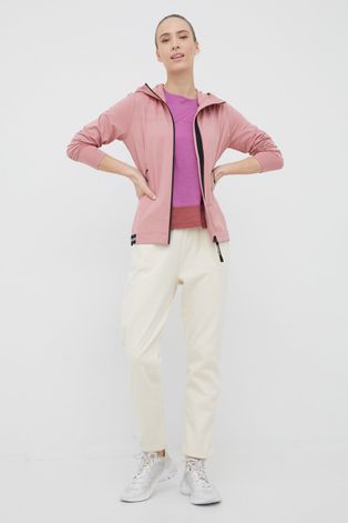 Rossignol bluza sportowa damska kolor różowy z kapturem gładka
