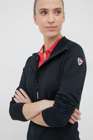 Rossignol bluza sportowa damska kolor czarny z kapturem gładka