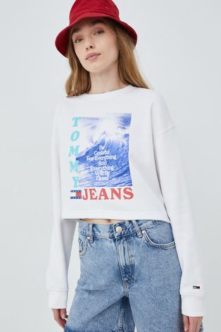 Tommy Jeans bluza damska kolor biały z nadrukiem
