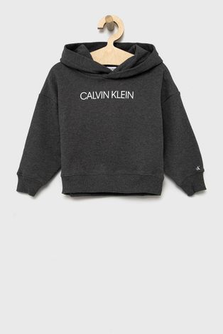 Детская хлопковая кофта Calvin Klein Jeans цвет серый с принтом