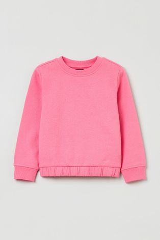 Detská bavlnená mikina OVS ružová farba, jednofarebná
